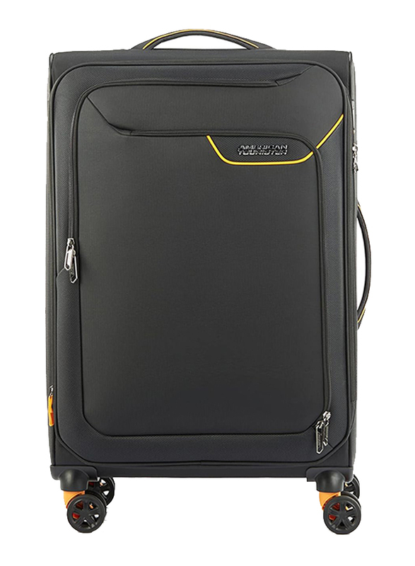 American Tourister Lapplite 4 Eco Lightweight Trolley with Expandable TSA, 71cm, Black/Mustard