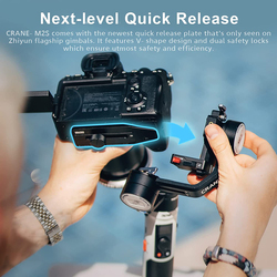 Zhiyun Crane M2S Gimbal Stabilizer for Mirrorless Camera, Action Camera & Smartphone with Integrated Fall Light & Trendy Bag, Black