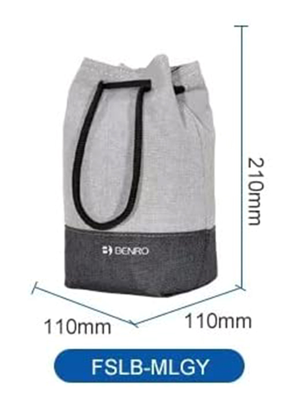 Benro Customized Shockproof Soft Snow Fabric DSLR Camera Lens Pouch Protector Bag, Medium, Grey/Black