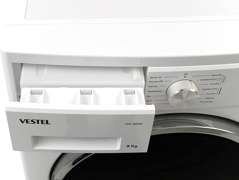 Vestel 9 Kg 1000 RPM Condensed Front Load Tumble Dryer, TDC9GG4, White