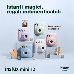 Instax Fujifilm Mini 12 Instant Film Camera with Auto Exposure and Built-in Selfie Lens, Clay White