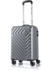 American Tourister Senna 4-Wheel Hard Case Trolley Spinner Luggage Bag, 80cm, Silver Grey