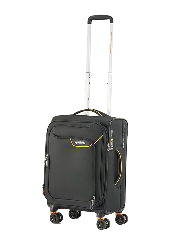 

American Tourister Lapplite 4 Eco Lightweight Trolley with Expandable TSA, 55cm, Black/Mustard