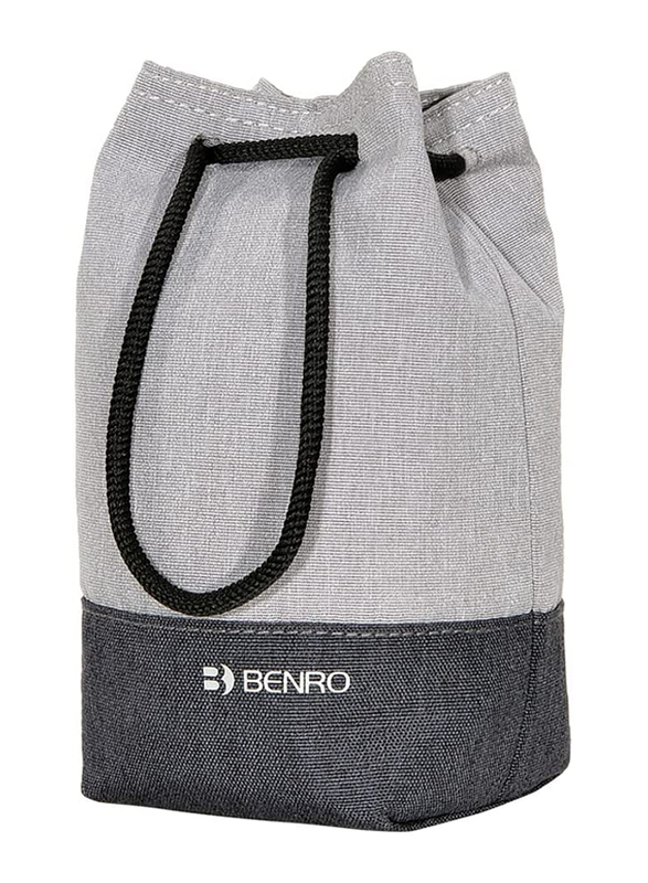 Benro Customized Shockproof Soft Snow Fabric DSLR Camera Lens Pouch Protector Bag, Medium, Grey/Black