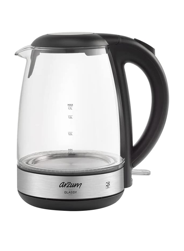 Arzum 1.7L Glassy Electric Kettle, 2200W, AR3071, Multicolour