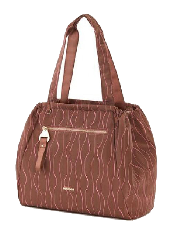 American Tourister Alizee Day S Tote Bag for Women, Sepia/Pink Guava