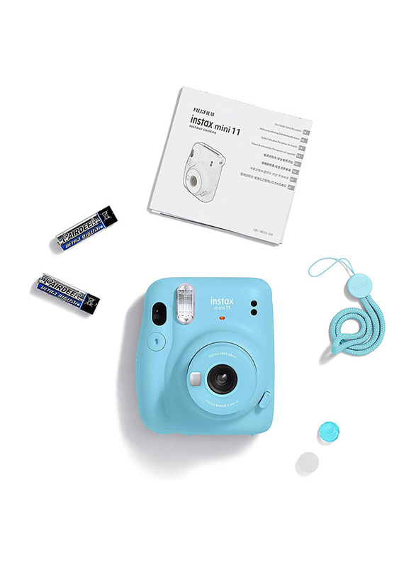 Fujifilm Instax Mini 11 Instant Camera with 60mm f/12.7 Lens, with 10 Film Sheets, Sky Blue