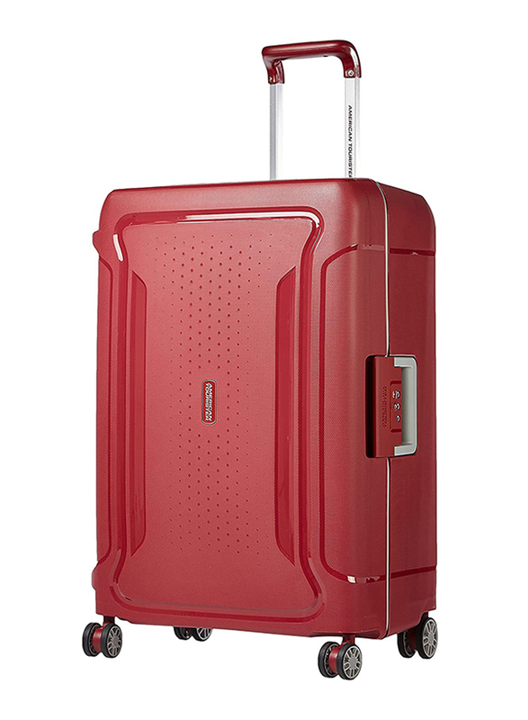 American Tourister Tribus Hardside Large Check-in Luggage Trolley Bag with 3 Digit Number Lock, 78cm, Red