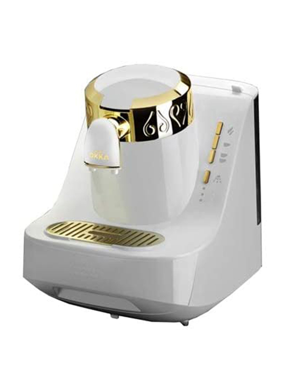 Arzum Okka 1L Plastic Turkish Coffee Maker, 710W, OK-008-B, White/Gold