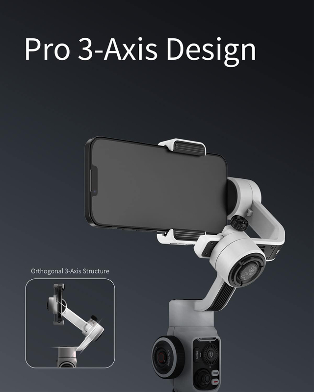 Zhiyun Smooth 5S 3-Axis Gimbal Stabilizer for Smartphones with Built in Light, White/Black