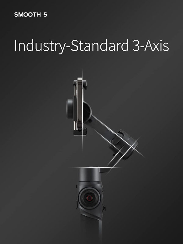 Zhiyun Smooth 5 3-Axis Handheld Gimbal Stabilizer with Tripod for Smartphones, Black