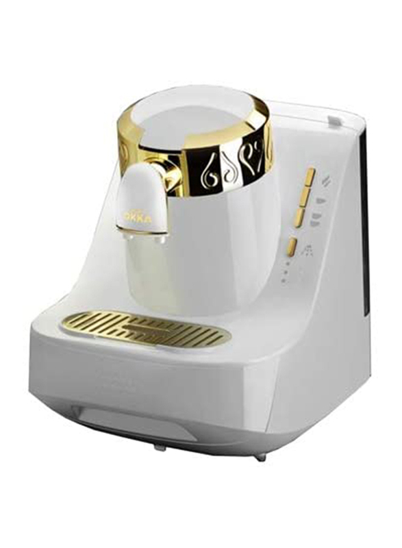 Arzum Okka 1L Plastic Turkish Coffee Maker, 710W, OK-008-B, White/Gold