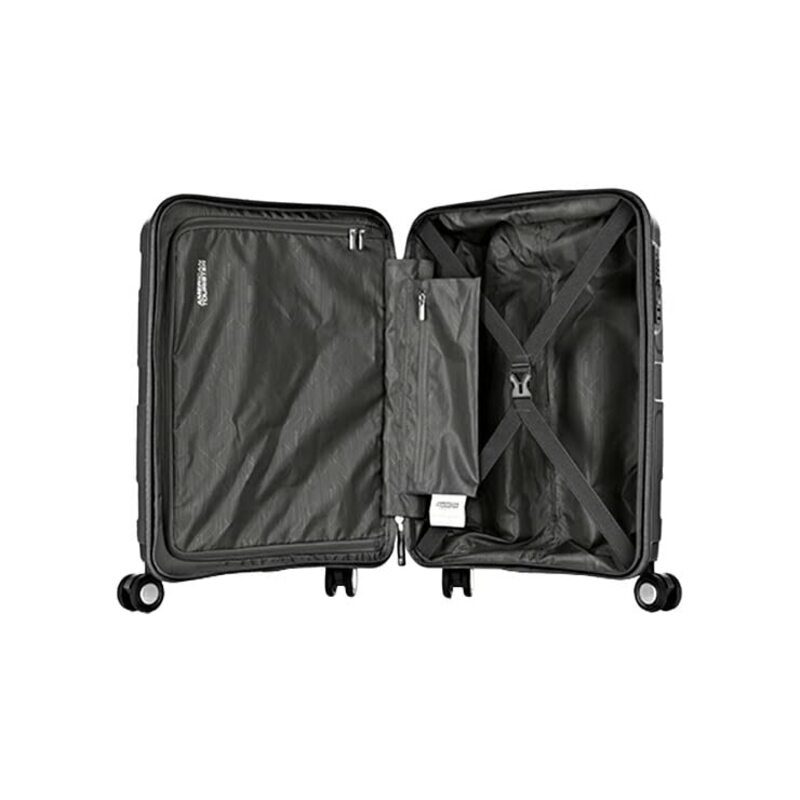 American Tourister Litevlo 4-Wheel Hard Case Trolley Spinner Luggage Bag with TSA Lock, 55cm, Black