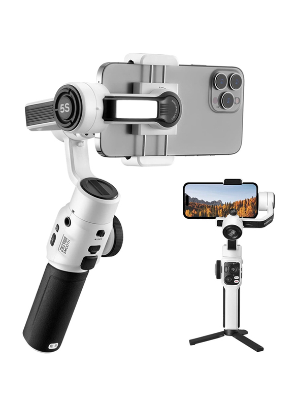 Zhiyun Smooth 5S 3-Axis Gimbal Stabilizer for Smartphones with Built in Light, White/Black