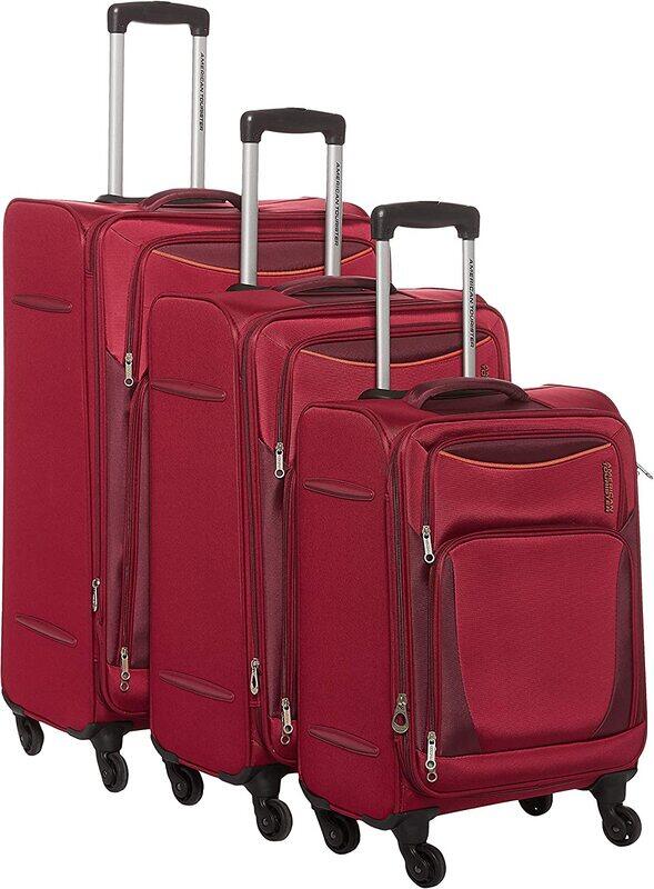 

American Tourister Portland Soft Case Spinner Luggage Bag Set with TSA Lock, 3 Pieces, Red