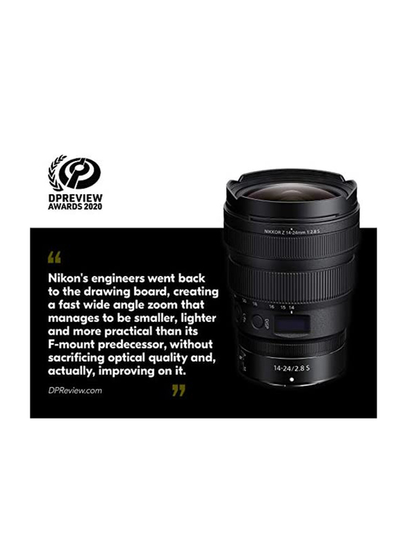 Nikon Nikkor Z 14-24mm f/2.8 S Ultra Wide Angle Zoom Lens for Nikon Z Mirrorless Cameras, 20097, Black