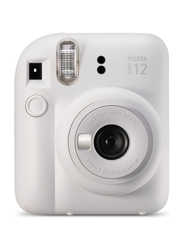 Instax Fujifilm Mini 12 Instant Film Camera with Auto Exposure and Built-in Selfie Lens, Clay White