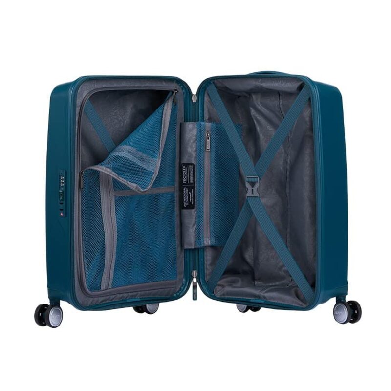 American Tourister Argyle 4-Wheel Hard Case Spinner Trolley Luggage Bag with TSA Lock, 68cm, Deep Teal