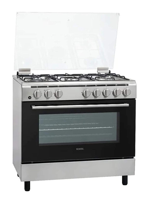 

Vestel 5-Burner Professional Gas Cooker, F96G51X, Silver/Black