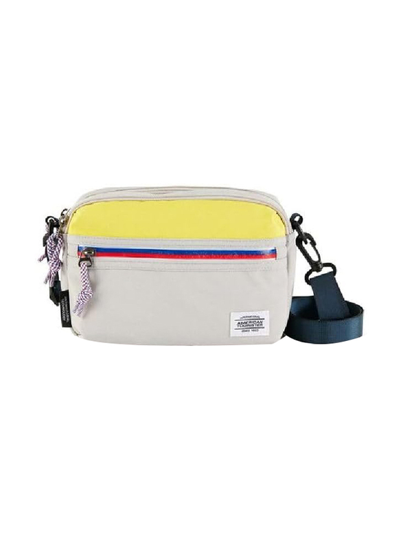 American Tourister Blake Utility Crossbody Bag for Unisex, Yellow/Beige
