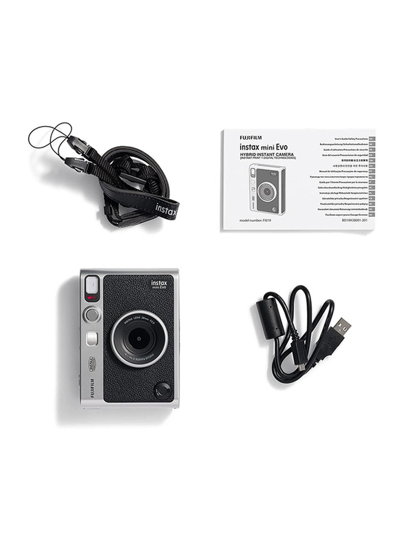 Fujifilm Instax Mini EVO Instant Camera, Silver/Black