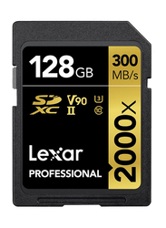 Lexar 128GB Professional 2000x SDHC/SDXC UHS-II Memory Card, 300MBPS, Black/Gold