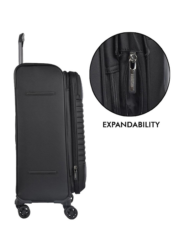 American Tourister Fornax Spinner Soft Trolley with Expandable TSA, 77cm, Jet Black