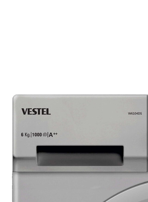 Vestel 6Kg 1000 RPM Front Load Washing Machine, W6104DS, Silver