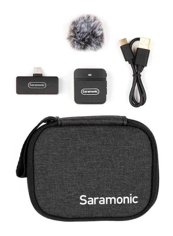 Saramonic Blink 100 B5 TX+RX 2.4GHz Micro Clip-On Wireless Microphone System with Device-Mountable Dual-Channel USB-C Receiver, Black