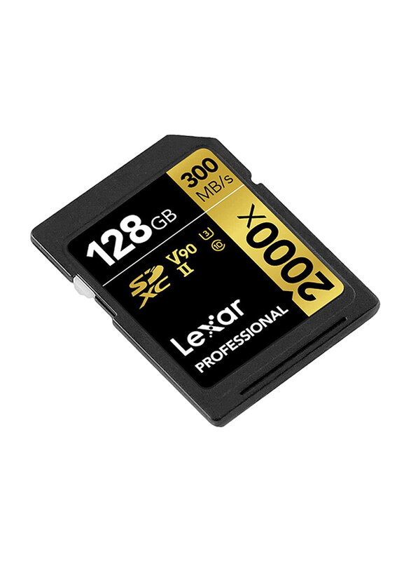 Lexar 128GB Professional 2000x SDHC/SDXC UHS-II Memory Card, 300MBPS, Black/Gold