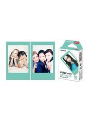 Fujifilm Instax Mini Sky Blue Frame Film for Fujifilm Mini 9/Mini 8/SP1/SP3, 10 Sheets, White