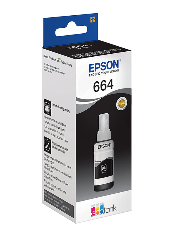 Epson T664 EcoTank Black Ink Bottle, 70ml