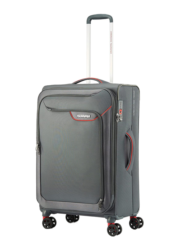 American Tourister Lapplite 4 Eco Lightweight Trolley with Expandable TSA, 71cm, Grey/Red