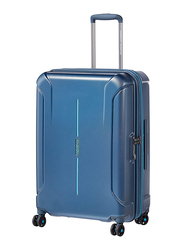 American Tourister Technum Hard Large Check-In Luggage Trolley Bag, 55cm, Metallic Blue