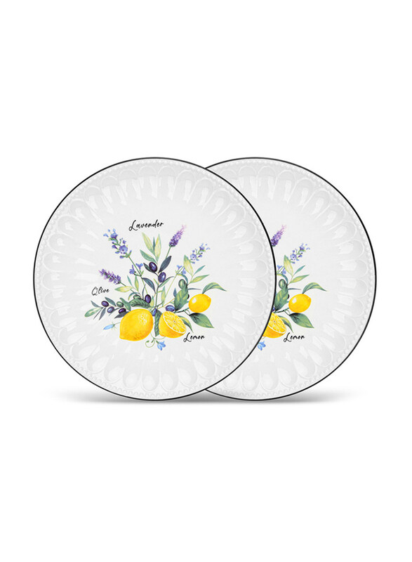 

Fissman 26cm Lemon Provence Series Porcelain Plates, 2 Pieces, White