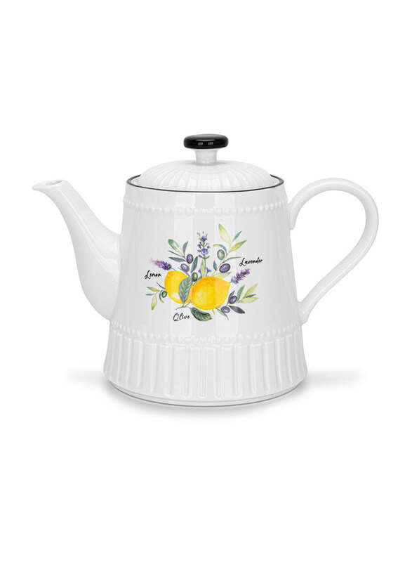 

Fissman 1000ml Porcelain Lemon Provence Series Tea Pot, White