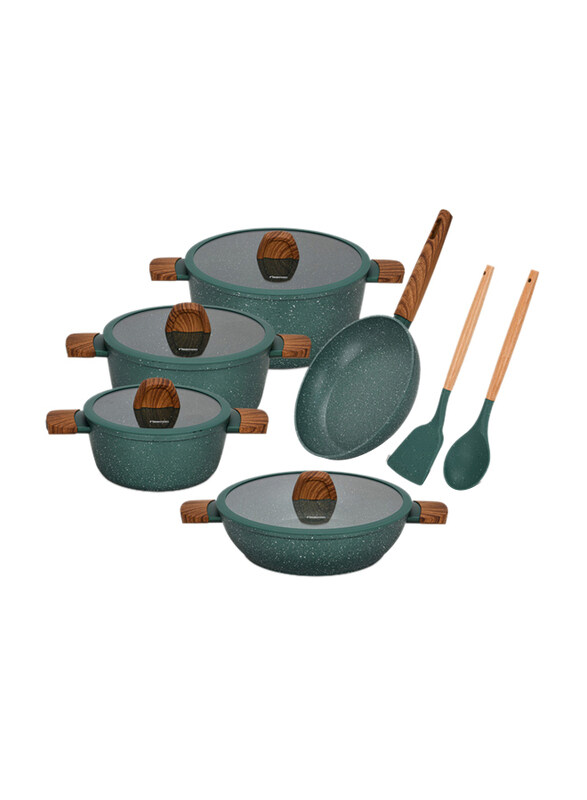 

Fissman 11-Piece Falak Aluminium With Non-Stick Coating Stockpot Cookware Set, Green