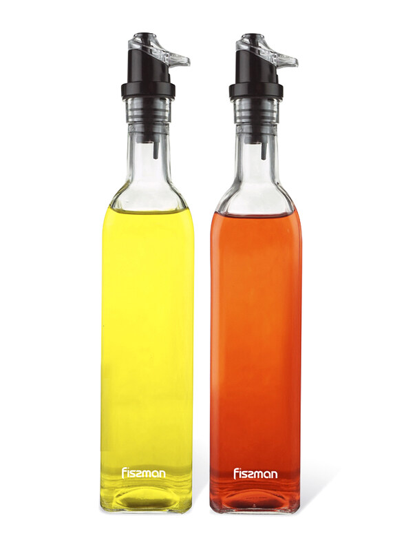 

Fissman Glass Oil & Vinegar Bottle Set, 2 Piece, 500ml, Clear