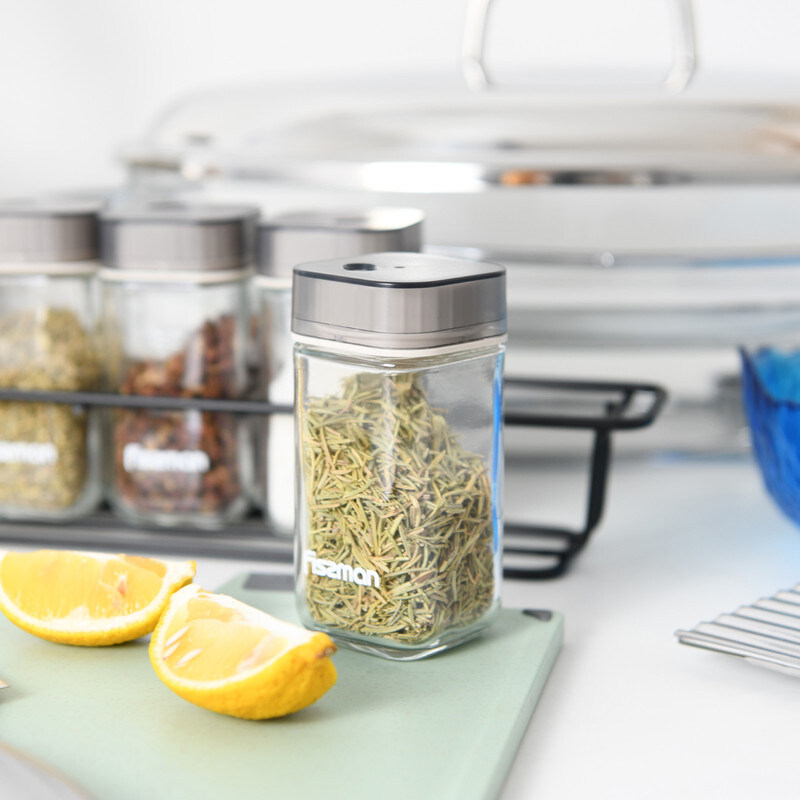 

Fissman Glass Condiment Set, 5 Piece, Clear