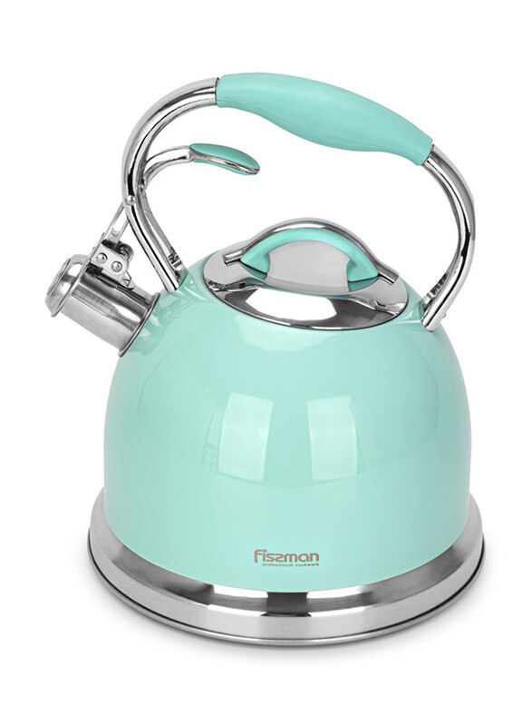 

Fissman 2.6L Stainless Steel Whistling Kettle, Silver/Mint Green