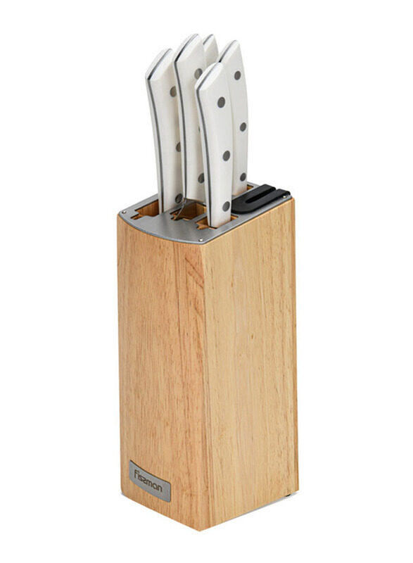 

Fissman 6-Piece Knife Set ULM with Wooden Block with Built-In Sharpener, Silver