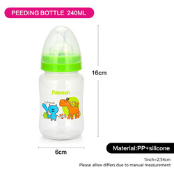 Fissman Baby Feeding Bottle with Wide Neck, 240ml, Clear/Green