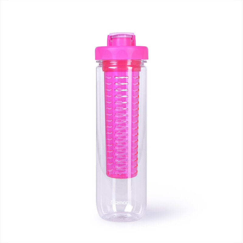 

Fissman 800ml Food Grade Plastic Water Bottle, Clear/Pink