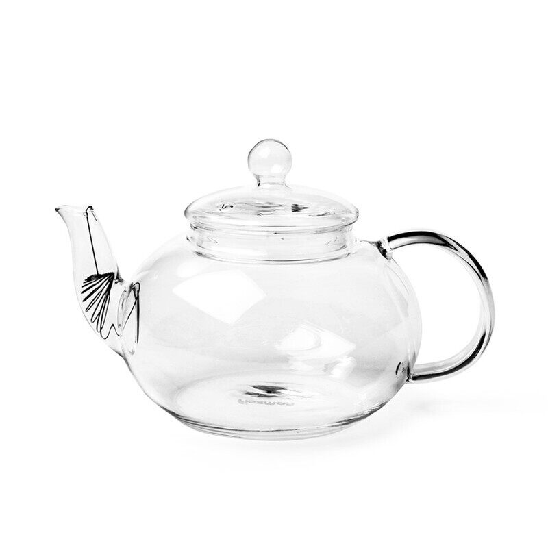 

Fissman 800ml Heat Resistant Glass and Steel Infuser Tea Pot, Clear