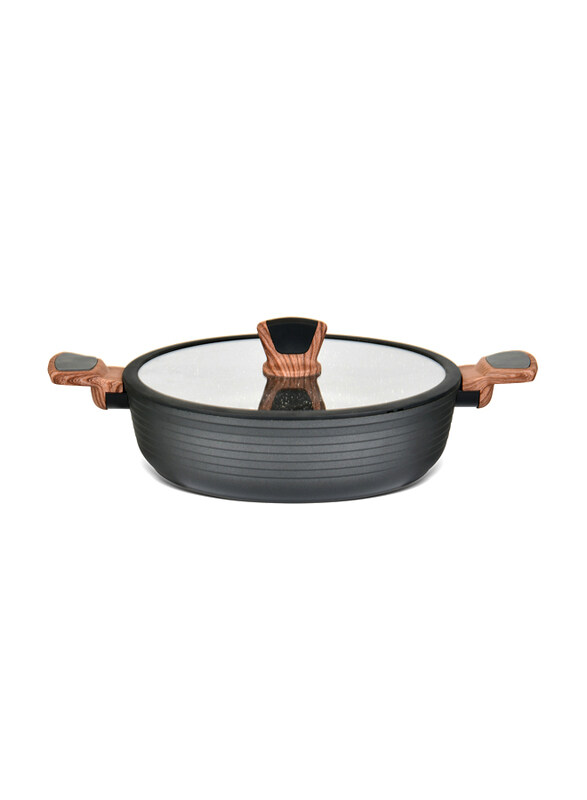 

Fissman 28cm Diamond Aluminium Shallow Casserole, 4306, 40x7.5x28, Black