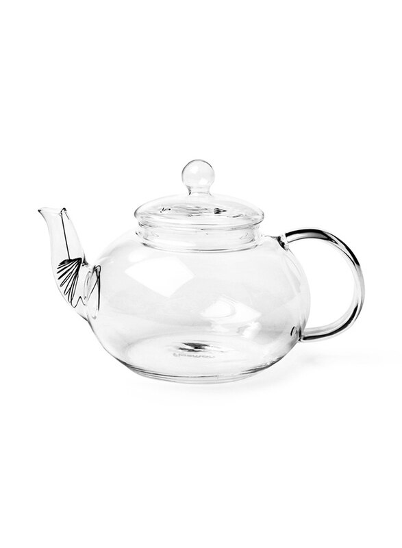 

Fissman 600ml Heat Resistant Glass with Steel Infuser Teapot, Clear
