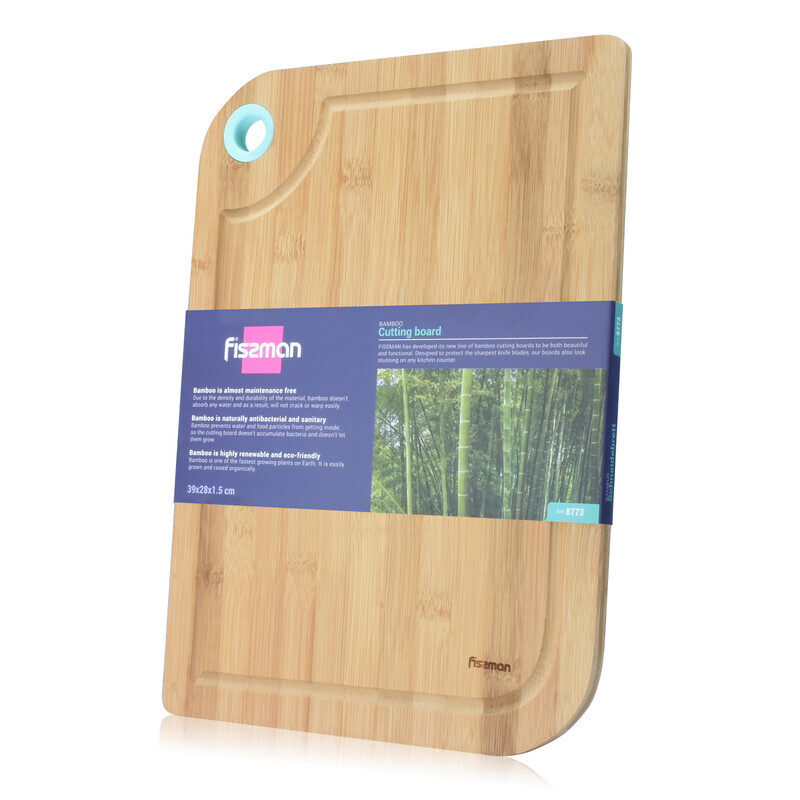 

Fissman Bamboo Rectangle Cutting Board, Brown/Blue