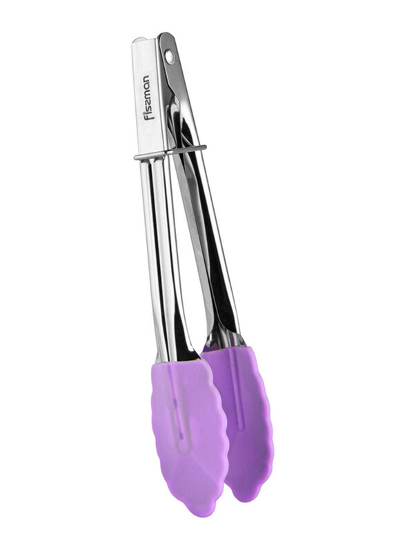 

Fissman 17.5cm Stainless Steel and Silicone Kitchen Tongs, Purple/Silver