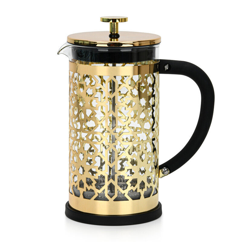 

Fissman 1L Arabica Borosilicate Glass French Press Coffee Maker, Gold/Black