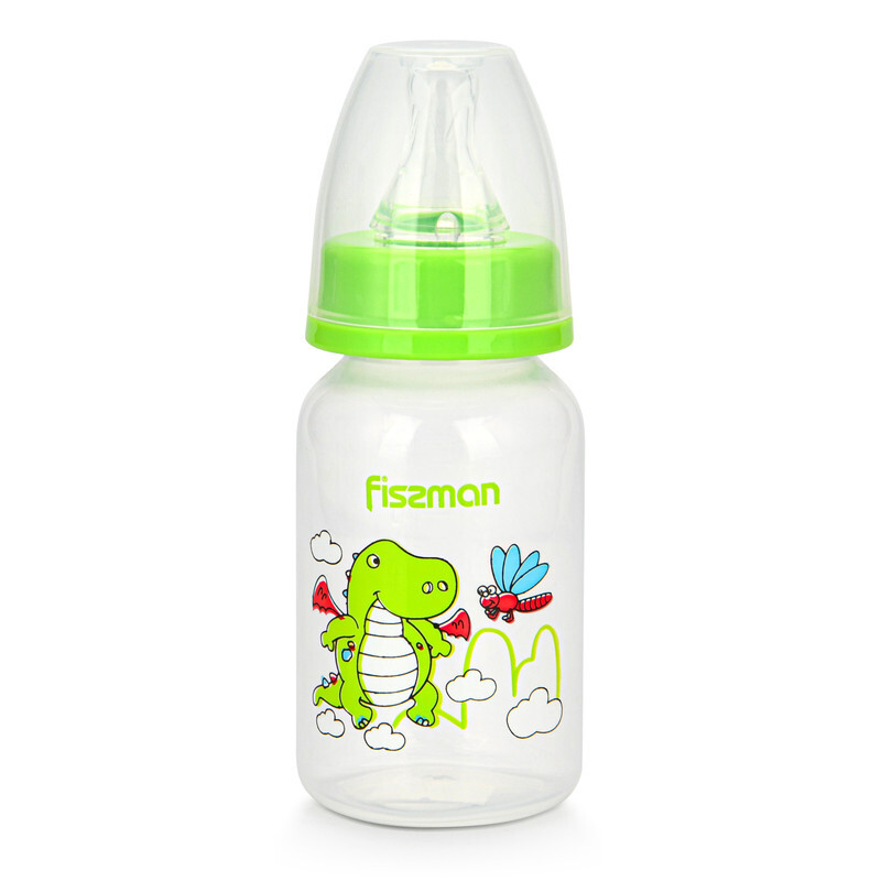 Fissman Food Grade Plastic Feeding Bottle with Compatible Design, 120ml, Light Green